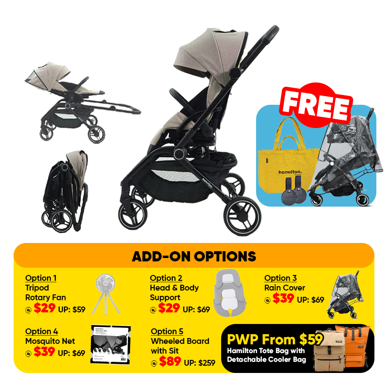 [NEW LAUNCHED] Hamilton T1 Turnable Stroller + FREE GIFT + Add On Options